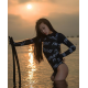 Women's clerical script open back bikini wetsuit 2mm with limestone neoprene for freediving, mermaid style, and kite surfing