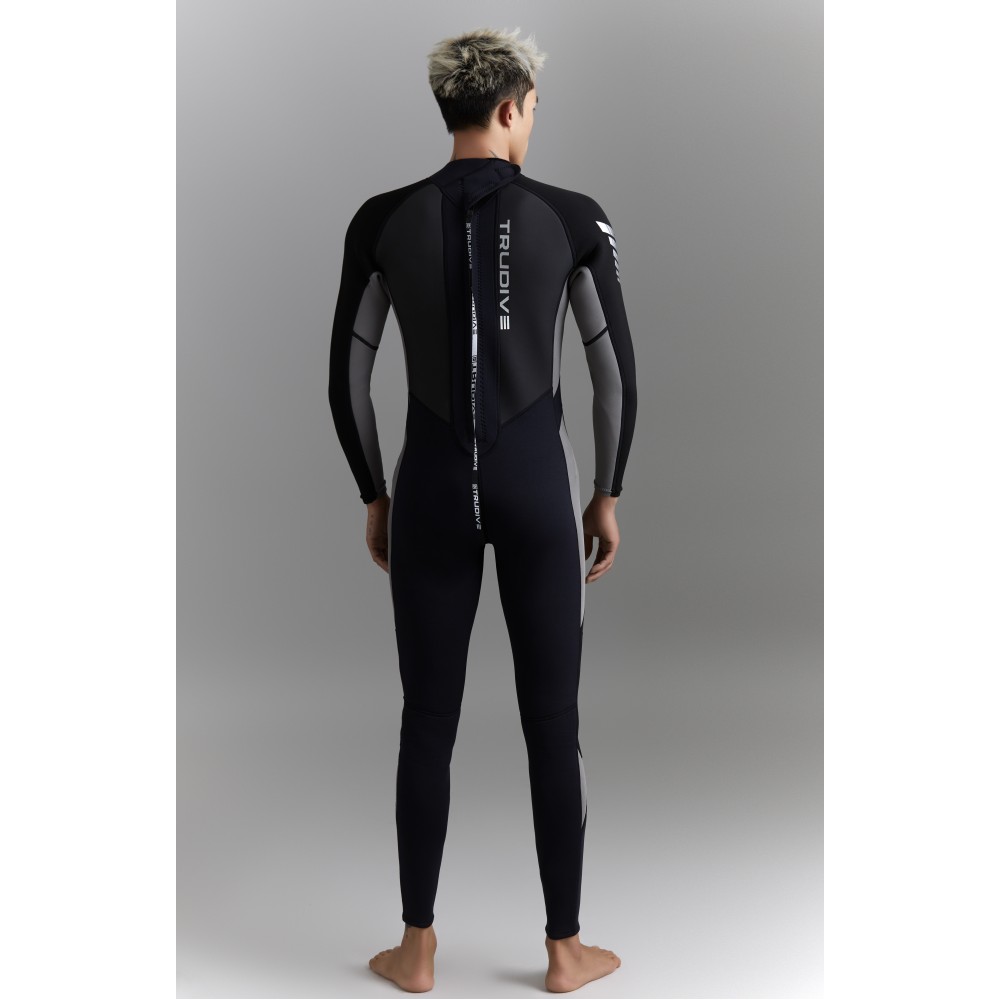 Men's 3mm surfing wetsuit with chest zip for scuba diving, freediving, surfing, and all water sports