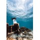 Silver Nova Series front-zip longsleeve bikini wetsuit 2mm in glitter silver from Trudive for freediving, snorkeling, and paddleboarding