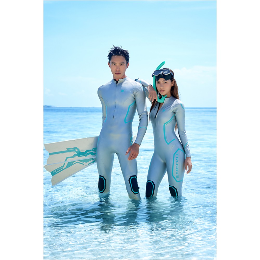 Armor Series men's longsleeve jumpsuit 1.5mm in black from Trudive for warm-water freediving