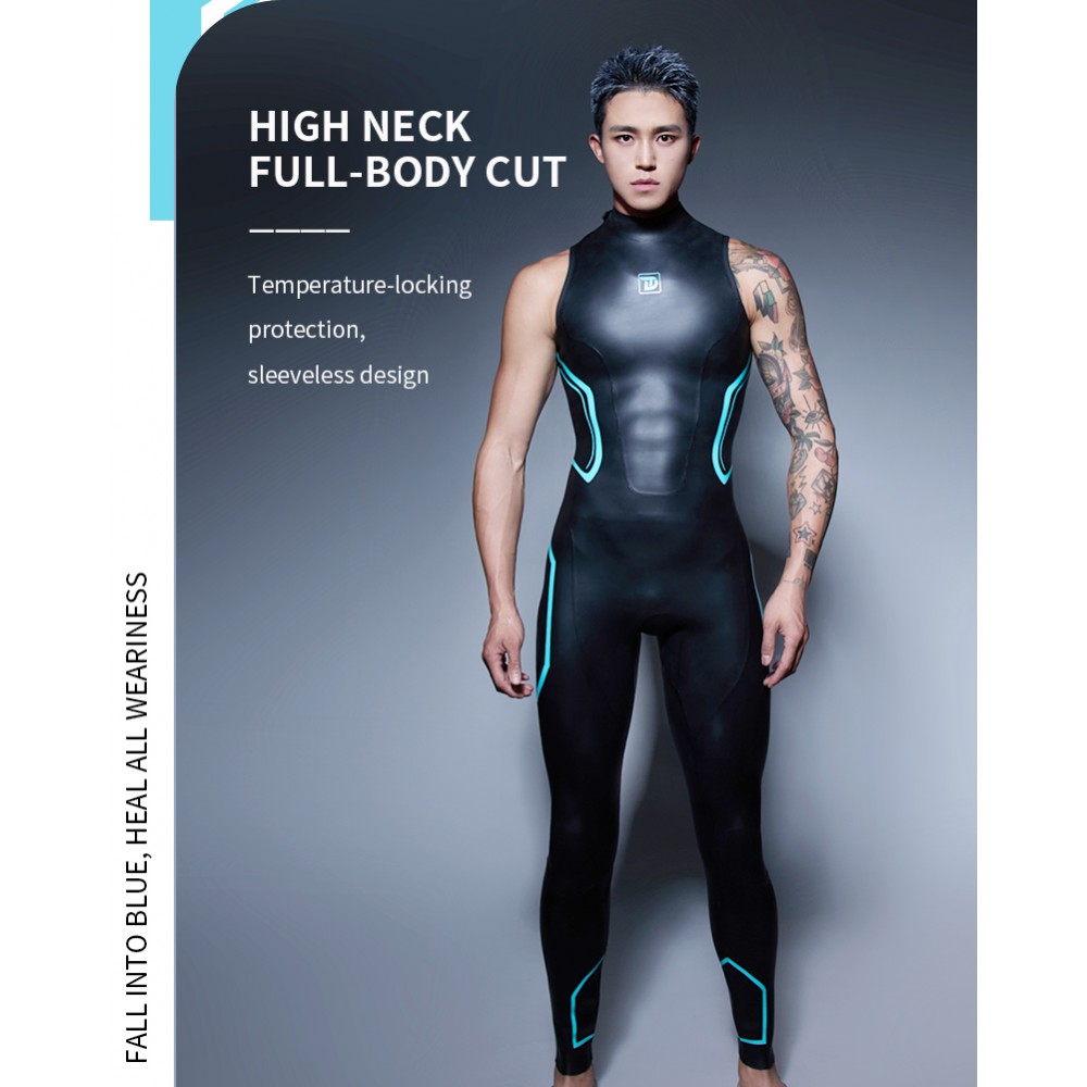 Armor Series men's sleeveless jumpsuit 1.5mm in black from Trudive for warm-water freediving