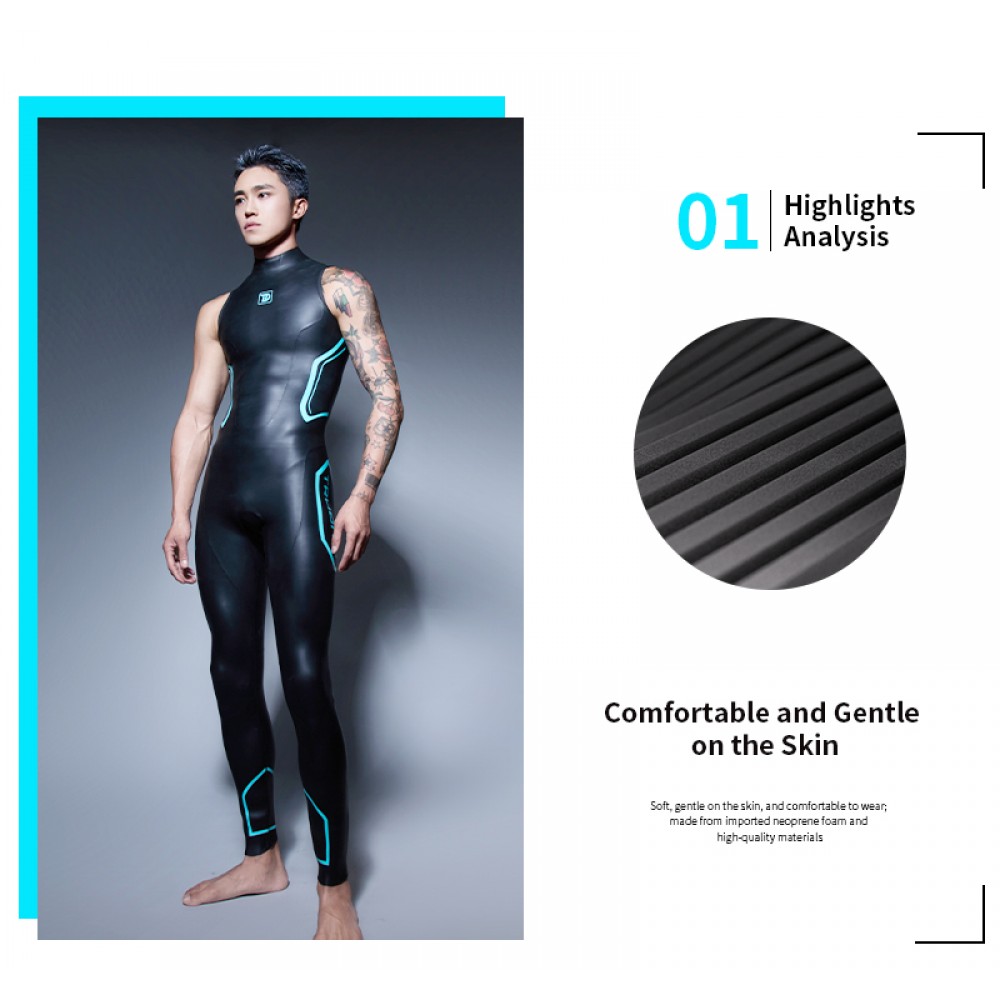 Armor Series men's sleeveless jumpsuit 1.5mm in black from Trudive for warm-water freediving