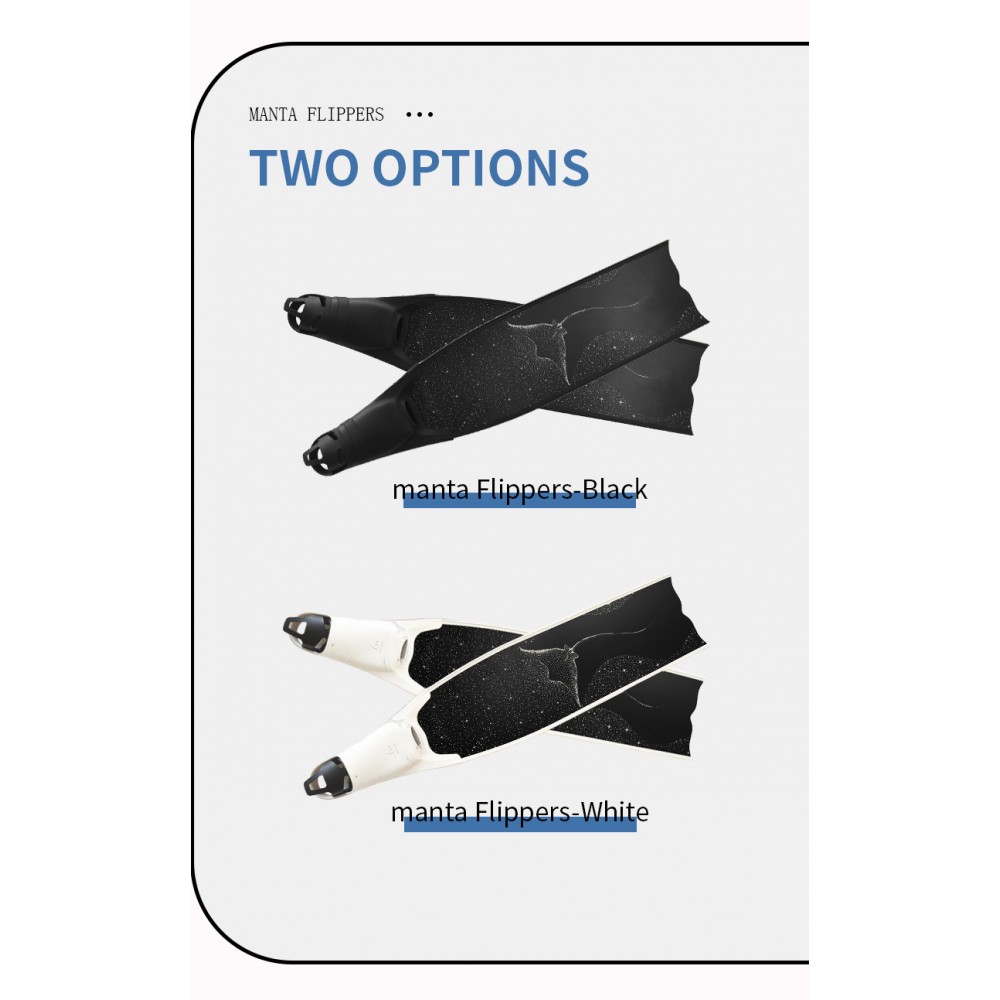 Manta Series carbon fiber freediving fins with manta ray and starry sky print in black and white from Trudive