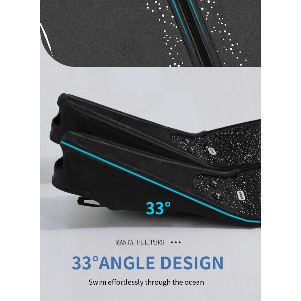 Manta Series carbon fiber freediving fins with manta ray and starry sky print in black and white from Trudive