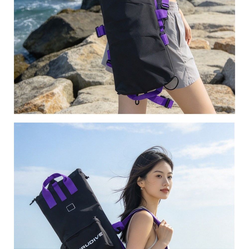 Black Trudive free diving wetsuit bag 110 x 24 cm with backpack straps and front zip pocket